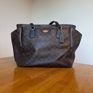 Coach Diaper Bag Diaper Tote Baby Bag Black Brown Monogram